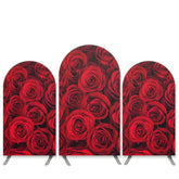 Aperturee Red Floral Theme Wedding Party Arch Backdrop Kit Banner